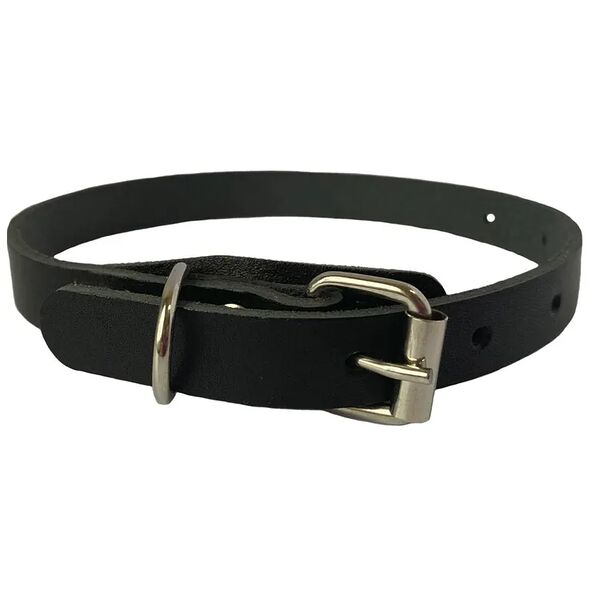 Ошейник Glogin Frais без украшений Черный натур. кожа 14мм х 24-34см