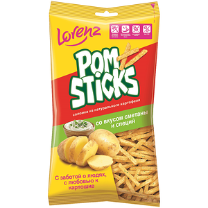 Чипсы картофельные Pomsticks соломкой со вкусом сметаны и специй 100 г