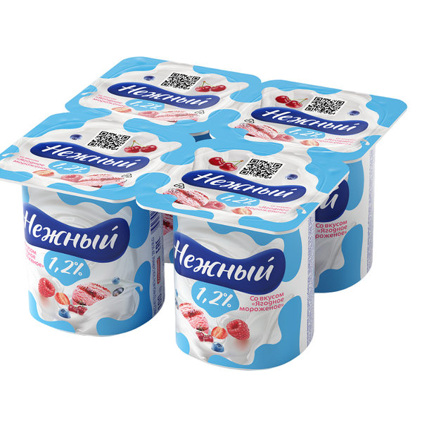Продукт йогуртный Campina Нежный Ягодное мороженое, 1.2%, 1 шт