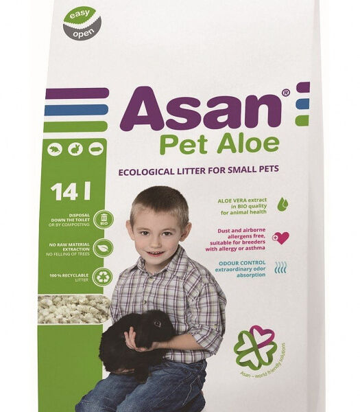 Наполнитель для мелких грызунов Asan Pet Aloe с алоэ вера, 14 л