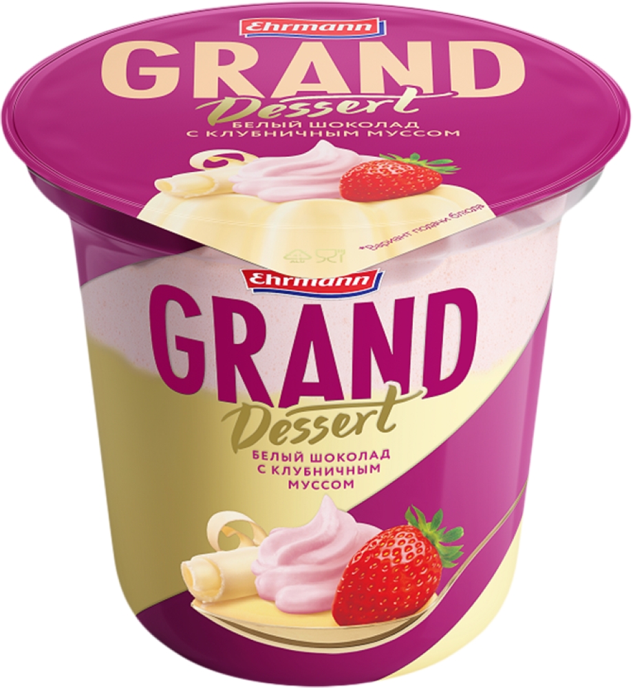 

Пудинг молочный Grand Dessert Белый шоколад с клубничным муссом 6%