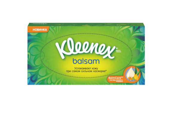 Салфетки бумажные Kleenex Balsam, 3 слоя, 72 шт.