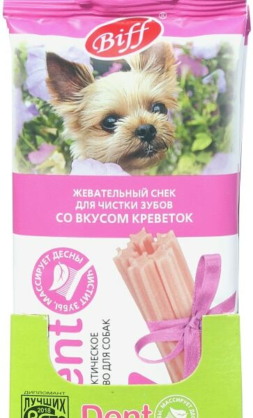 Лакомство для собак Biff Dent Жевательный снек для чистки зубов со вкусом креветок 35г