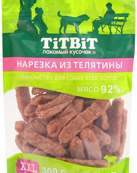 Лакомство для собак TiTBiT Нарезка из телятины 300г