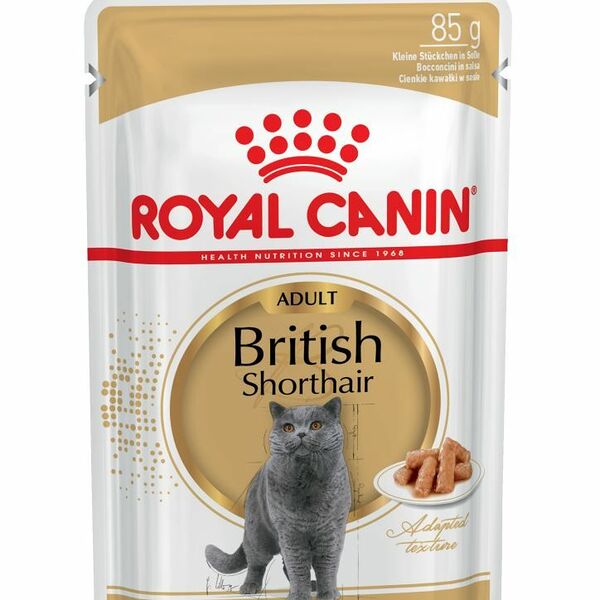 Корм для кошек влажный Royal Canin British Shorthair, мясо-рыба, кусочки в соусе