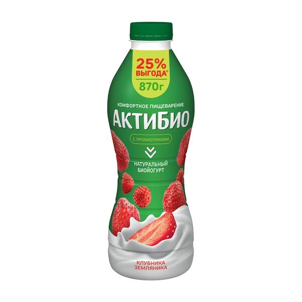 Биойогурт АктиБио клубника-земляника 1,5% 870г