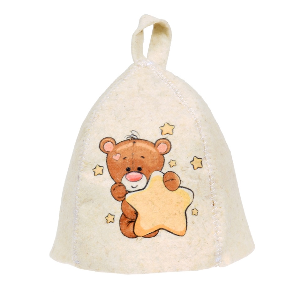 

Шапка для бани и сауны Hot Pot Мишка детская из войлока 1 шт