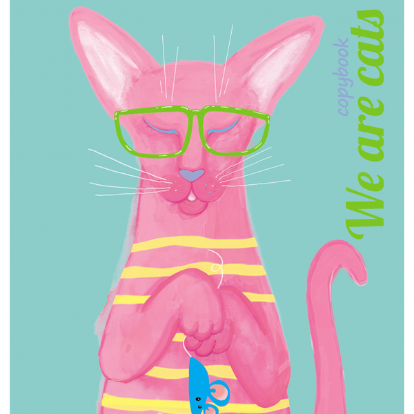 Тетрадь Hatber С милыми зверьками А5 клетка на скобе, 48 листов