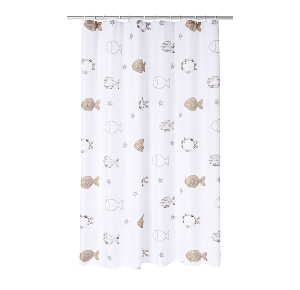 

Штора для ванных комнат Ridder Fishes бежевый-коричневый, 180x200 см