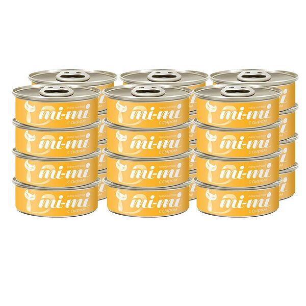 Корм для кошек MI-MI Кусочки в желе сыр конс.80г (упаковка - 24 шт)