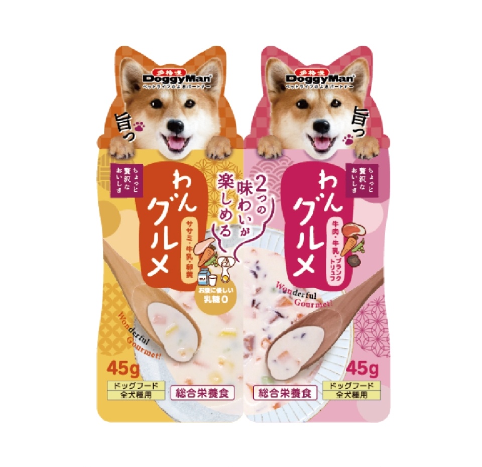 

Корм влажный для собак DoggyMan №1 Мясное пюре в сливочном соусе с чёрным трюфелем / №2 Мясное пюре в слив соусе с перепелиным желтком 2х45г, Китай