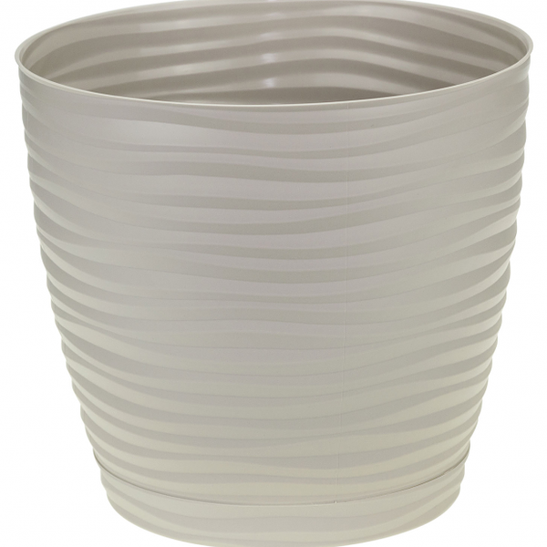 Кашпо для цветов Idea Дюна d=15см, 1,7л, с поддоном, цвет кремовый
