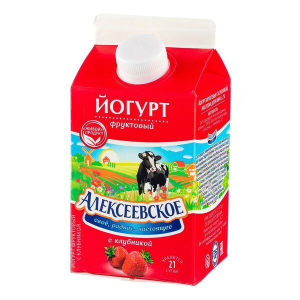 Йогурт Алексеевское молоко клубника 1,5% БЗМЖ 200 г
