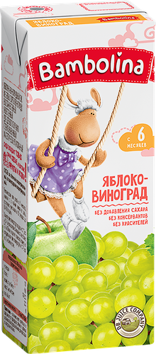 

Сок Bambolina с 6 месяцев Яблоко-виноград 200 мл