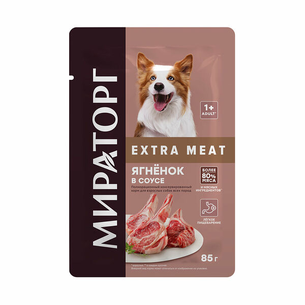 Корм для взрослых собак всех пород Winner Extra Meat Ягнёнок в соусе, 85 г