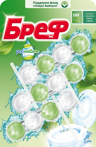 Блок для унитаза БРЕФ Pro nature Океан, 3x50г