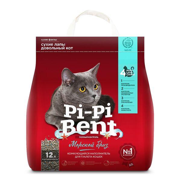Наполнитель для кошачьего туалета Pi-Pi Bent комкующийся Морской бриз