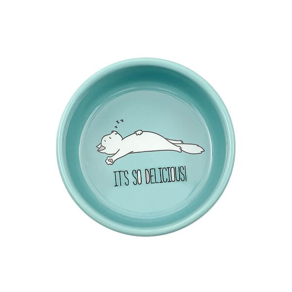 Миска для кошек 200мл 11см голубая керамика