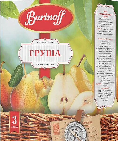 Напиток Баринофф сокосодержащий груша с мякотью для детей 3л