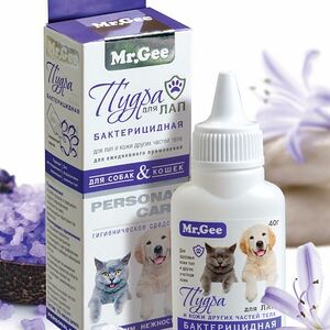 MrGee Бактерицидная пудра для лап и кожи с цинком для кошек и собак