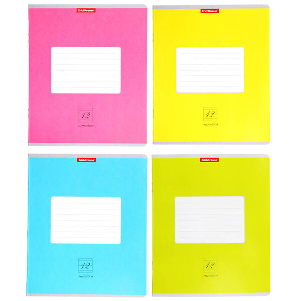 Erich krause тетрадь школьная 12л. в линейку, обл. картон 180г/м2, 