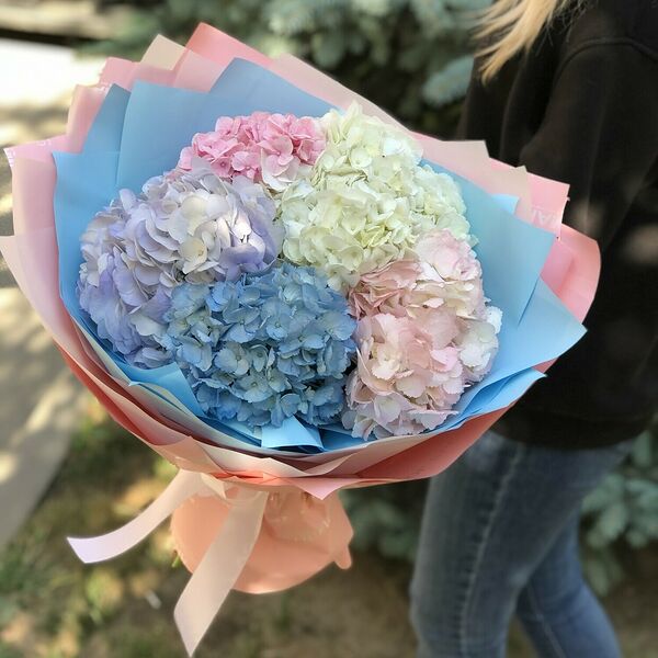 Букет из 5 гортензий микс