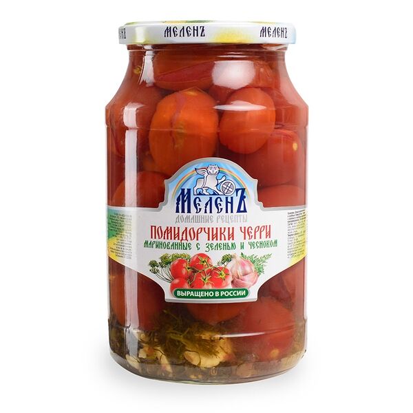 Помидоры черри Меленъ маринованные с зеленью и чесноком