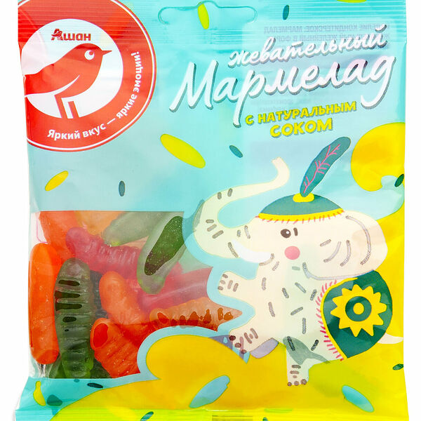 Мармелад жевательный АШАН Красная птица с натуральным соком