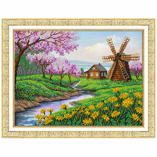 Б1438 Набор для вышивания бисером 'В краю весны' 38*28 см