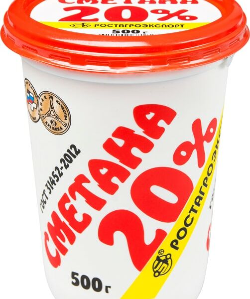 Сметана Ростагроэкспорт 20% 500мл