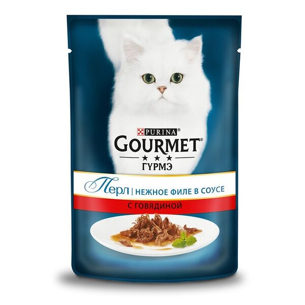 Корм для кошек Gourmet Perle нежное филе в соусе с говядиной