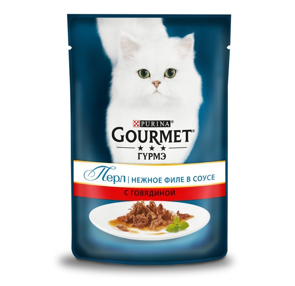 

Влажный корм для кошек Gourmet Перл с говядиной, 85 г