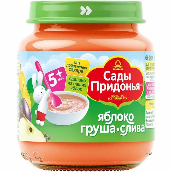 Фруктовое пюре Сады Придонья груша-слива-яблоко с 5 месяцев