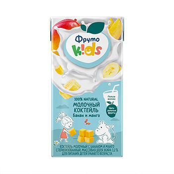 Коктейль молочный ФрутоKids банан и манго для детей раннего возраста 3.2% 200мл