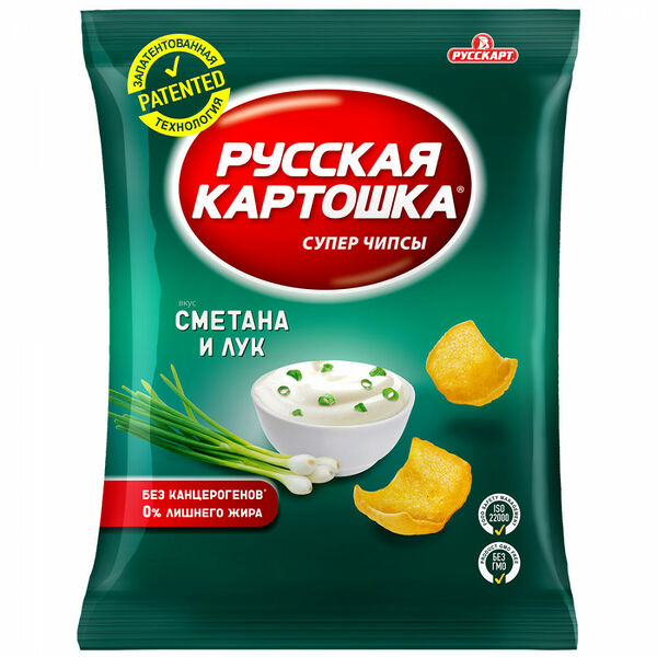 Чипсы картофельные Русская картошка сметана-зелёный лук