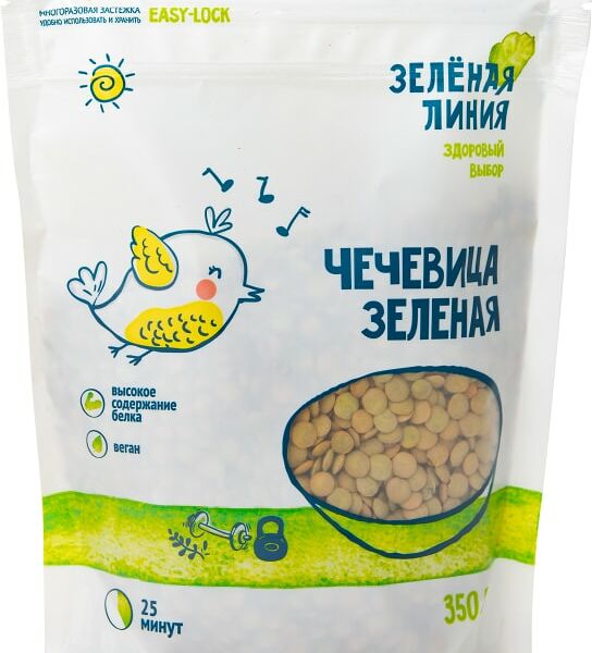 Чечевица Зеленая линия Зеленая 350г