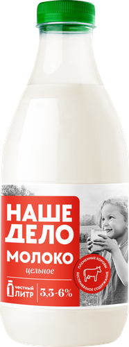

Молоко пастеризованное Наше дело цельное 3.3–6% 1 л