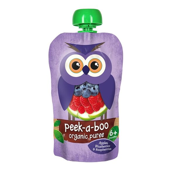 Пюре Peek-a-boo яблоко-малина-черника с 6 месяцев 