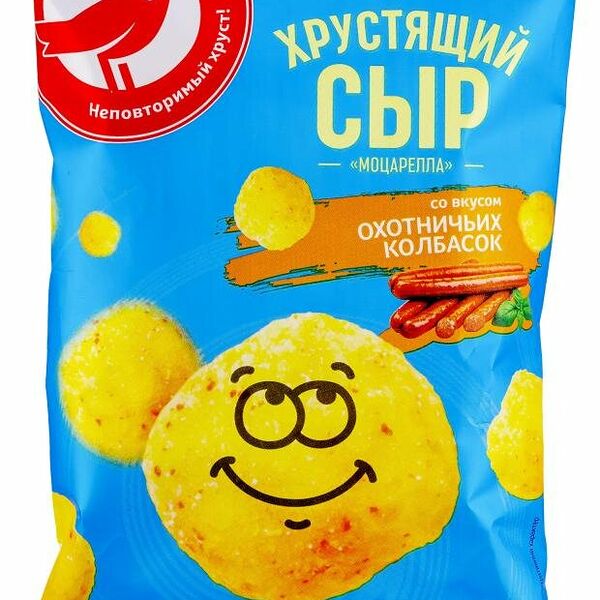 Сыр хрустящий Ашан Красная Птица со вкусом охотничьих колбасок