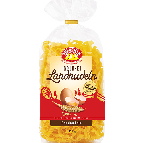 Лапша короткая 3 Glocken Gold-Ei Landnudeln Bandnudeln, прямая, 350г