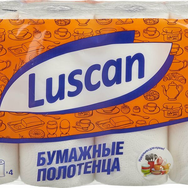 Полотенца бумажные LUSCAN 2-сл.,с тиснением, 4рул./уп.