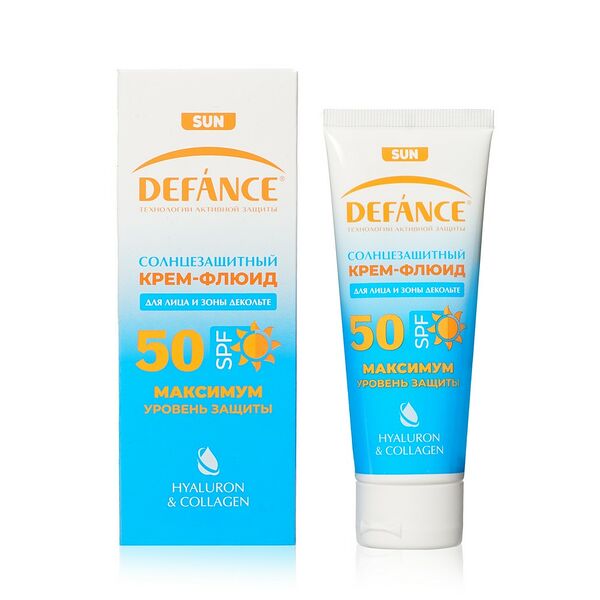 Солнцезащитный крем - флюид для лица и зоны декольте Defance Sun SPF 50 75мл