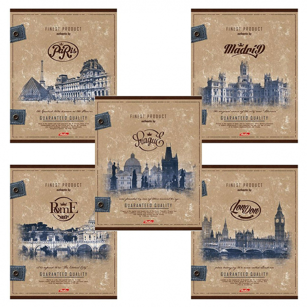 Тетрадь А5 Крафт Времена года в клетку, на скобе, 96 листов, в ассортименте ТМ Hatber (Хатбер)