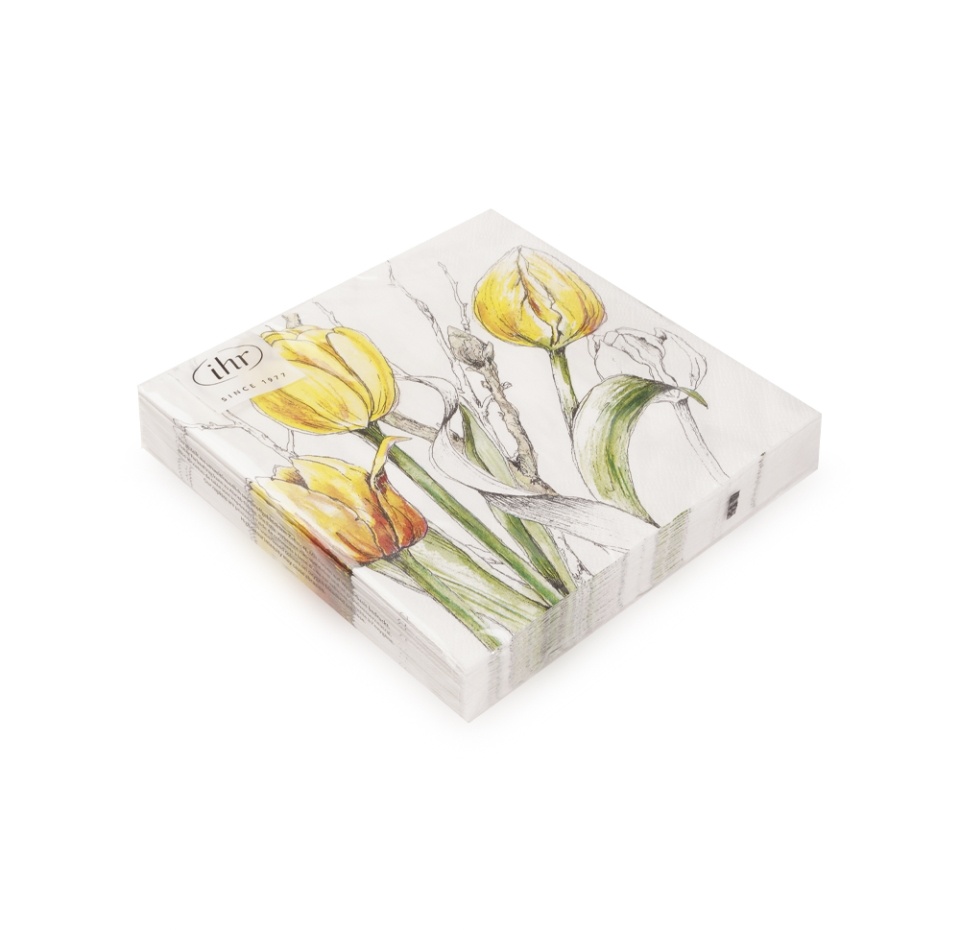 

Салфетки бумажные Colourful Tulips 33х33см 3-сл желтые IHR 1 уп. 20 шт Германия