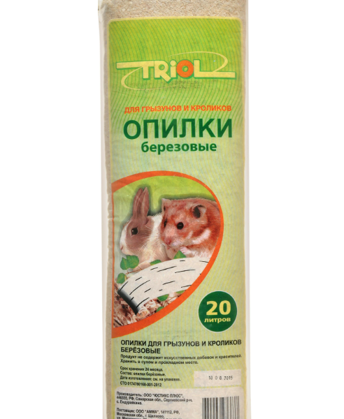 Опилки Triol березовые для грызунов и кроликов 20 л