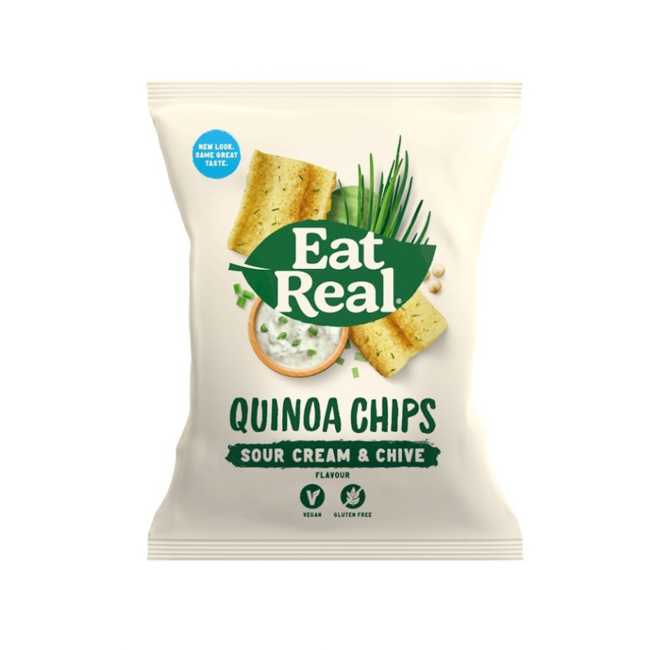 

Чипсы из киноа со вкусом сметаны и лука (без глютена, веган), Eat Real, 80 г, Великобритания