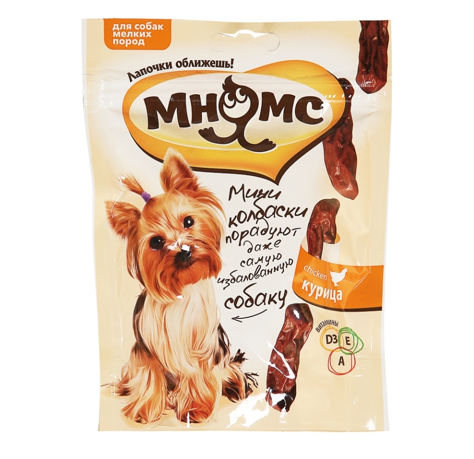 

Лакомство для собак Мнямс Pro Pet мелких пород мини-колбаски Курица 75 г