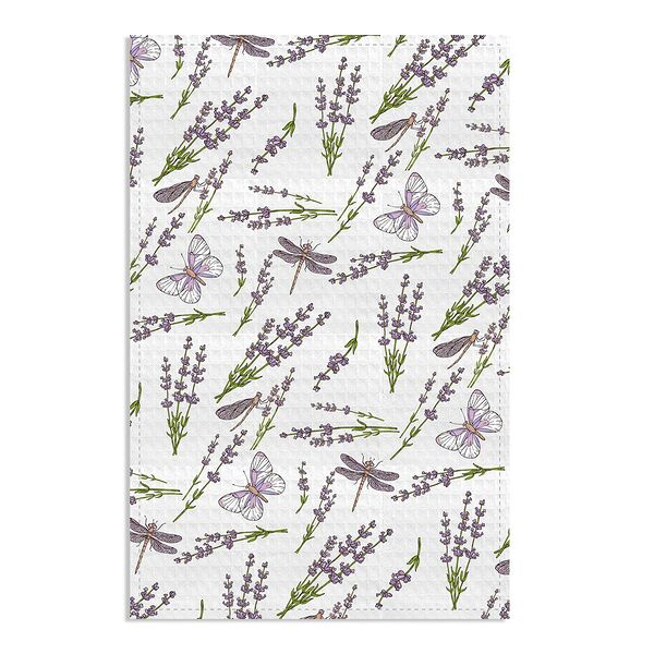 Полотенце кухонное Лавандовая поляна, размер: 35х60см, вафельное, плотность 230 г/м2, 100% хлопок, шелкография