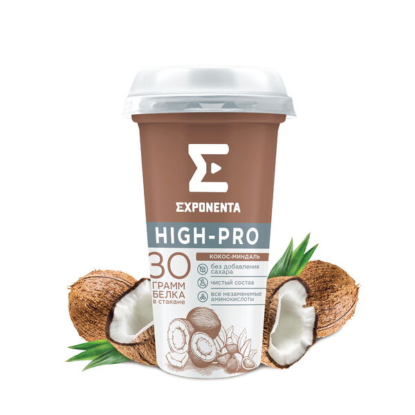 Напиток кисломолочный обезжиренный High Pro со вкусом кокос-миндаль п/ст вес 250г Exponenta