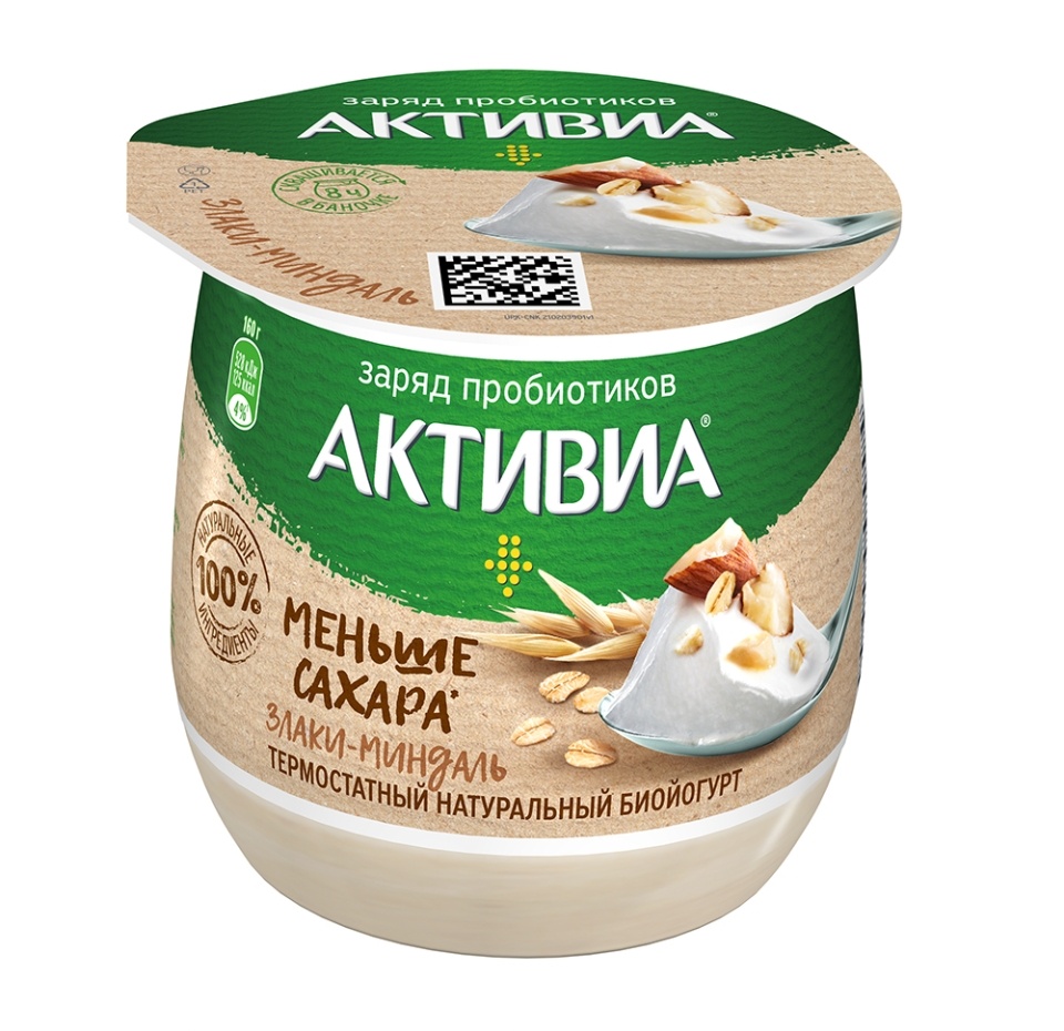 

Биойогурт Активиа термостатный обогащённый Злаки миндаль 1.7%, 160 г